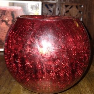 Home Essentials Red Glass Hurricane Candle holder